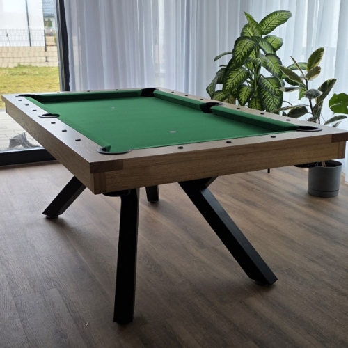 Industrialny stół bilardowy na masywnych, stalowych nogach w stylu loft OKTA