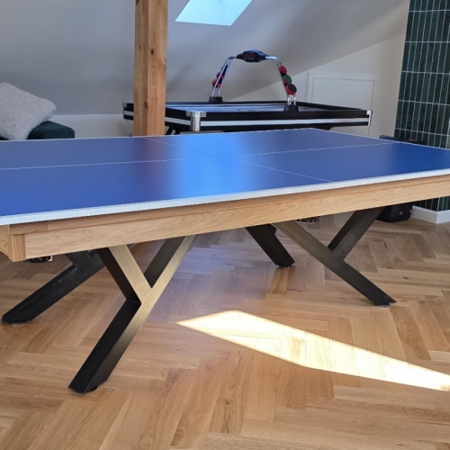 Industrialna strefa rozrywki ze stołem bilardowym na solidnej, spawanej podstawie z blatem ping-pong