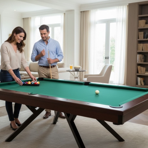 Stół bilardowy PERFEKT  detale wykończenia, lite drewno i skórzane kosze